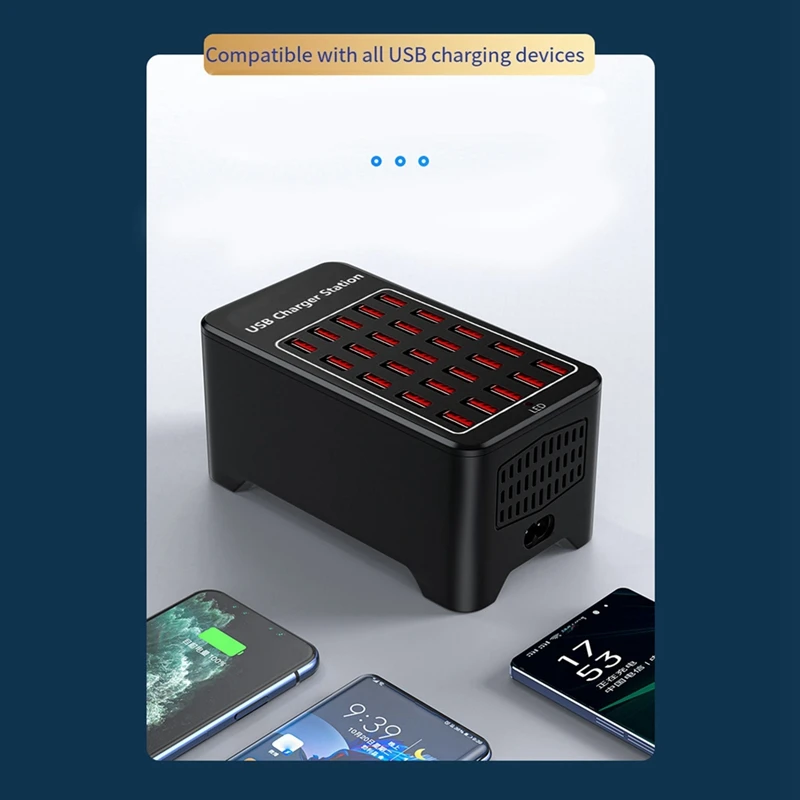 USB Charger 25 Ports HUB 150W Universal Wall Desktop Fast Charging Station Dock For Mobile Phone Power Adapter US Plug