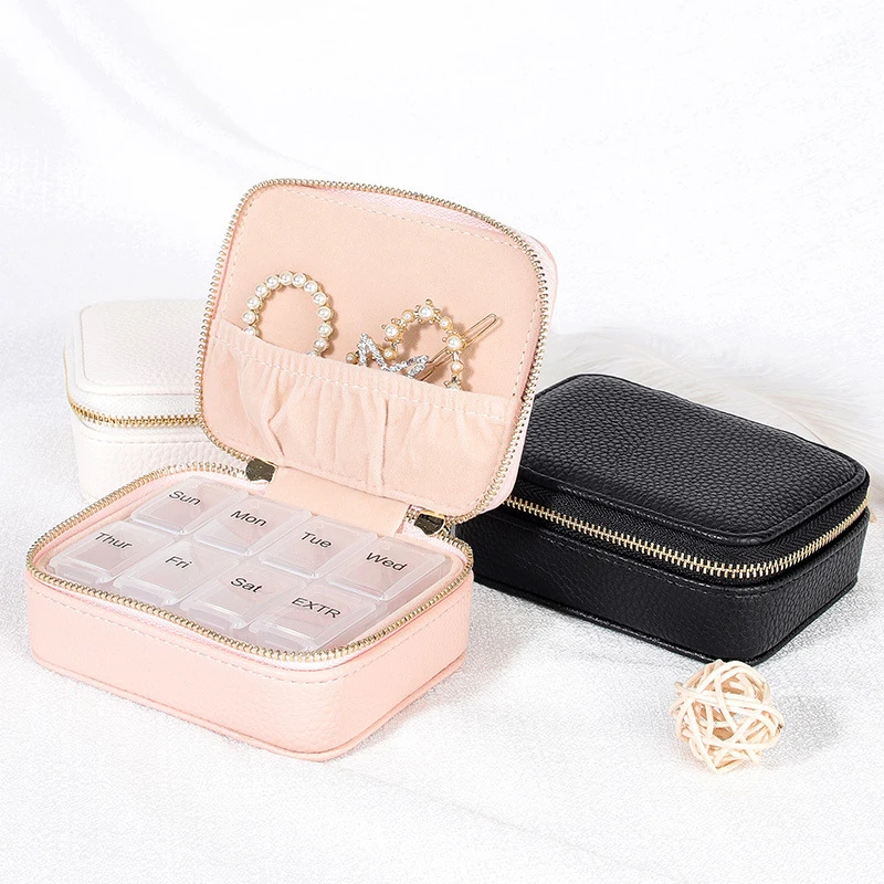 

Новая портативная и простая двухслойная герметичная шкатулка для украшений и лекарств из ПУ-кожи, изысканный подарок для женщин