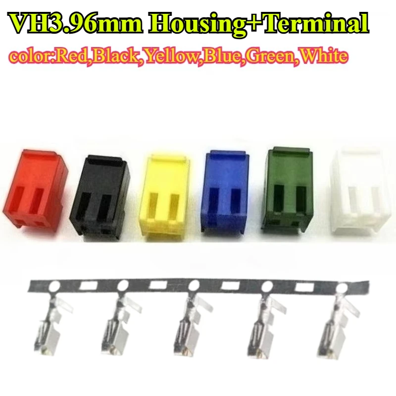 VH3.96mm 2Pin Colour Male Female Pin Header Housing Plug Terminal Connector Straight Needle Red Black Blue Yellow Green White