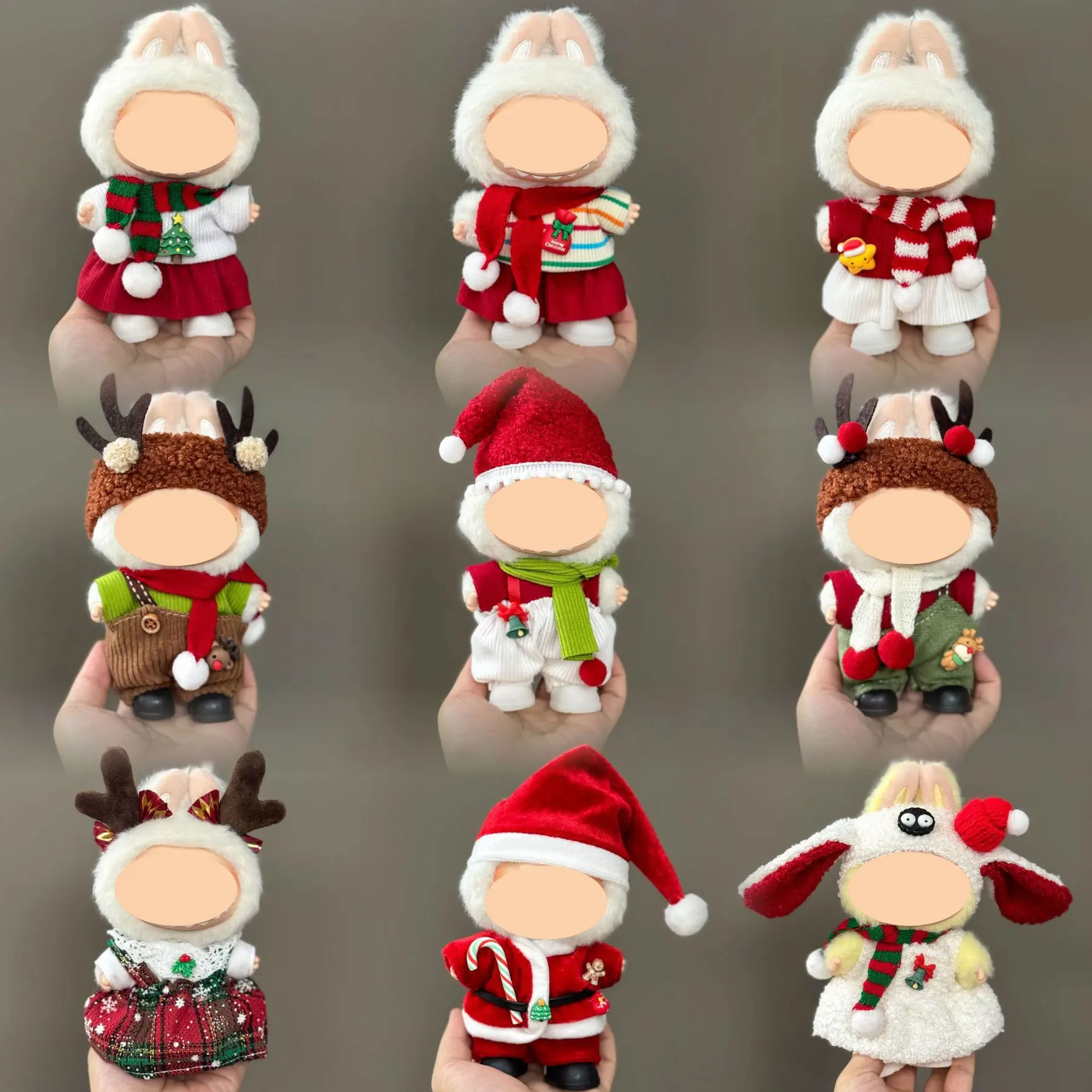 

Only Clothes For 17cm Labubu V1 V2 V3 Plush Idol Doll's Clothing Christmas Red Santa Claus Sweater Hat Set Halloween Accessories