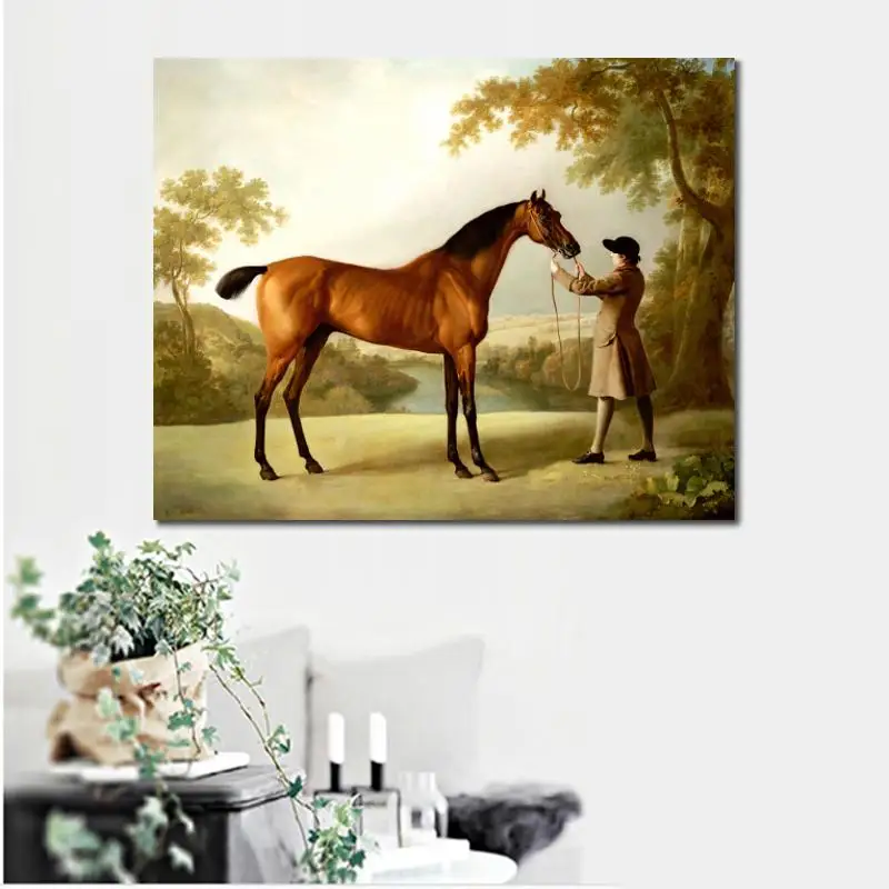 

Horse Painting Tristram Shandy A Bay Racehorse Held by A Groom in Extensive Landscape by George Stubbs High Quality Handpainted