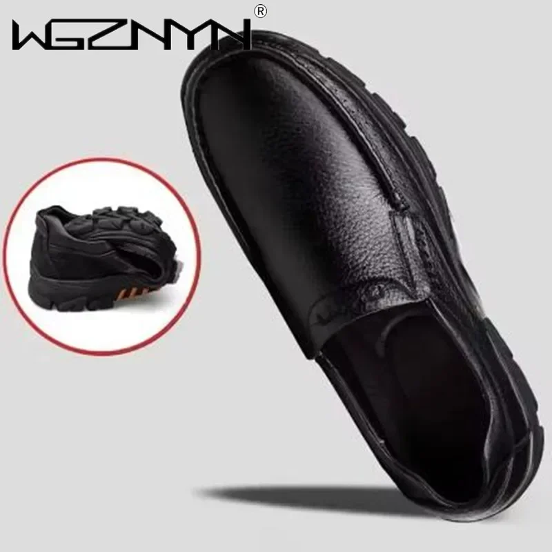 

2025 Новые туфли ручной работы из натуральной кожи 48 Мужские лоферы из мягкой кожи Мужская повседневная обувь на толстой подошве Мужская обувь Черный Коричневый Слипоны