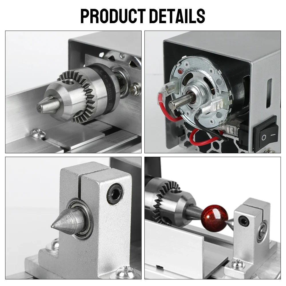 Mini tokarka do koralików maszyna do polerowania metalu DIY narzędzie obrotowe do obróbki drewna