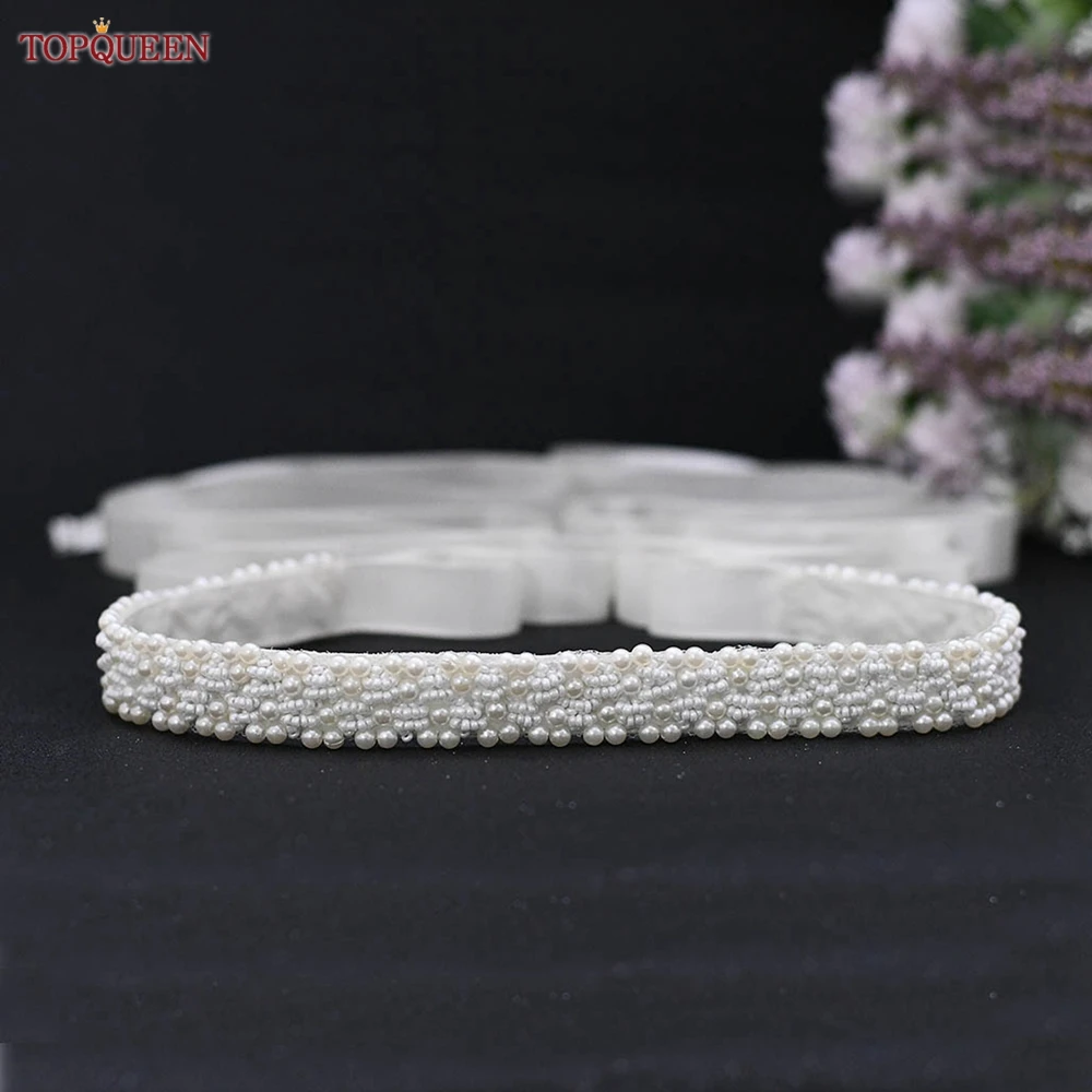 TOPQUEEN Luxury Bridal Sashes For Wedding Dress Pearl Beaded Bridesmaid Sash Women\'S Accessories Flower Girl Waistband S204