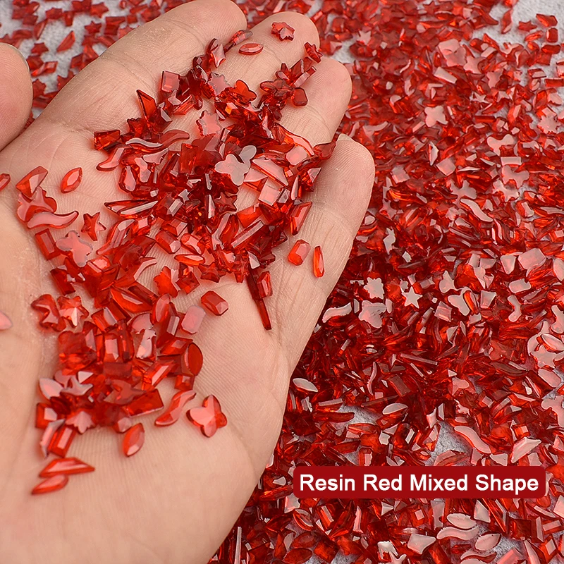Acrílico Ankola decoración artística de uñas roja fondo plano tamaño Mini forma mixta decoración de uñas DIY 300 Uds