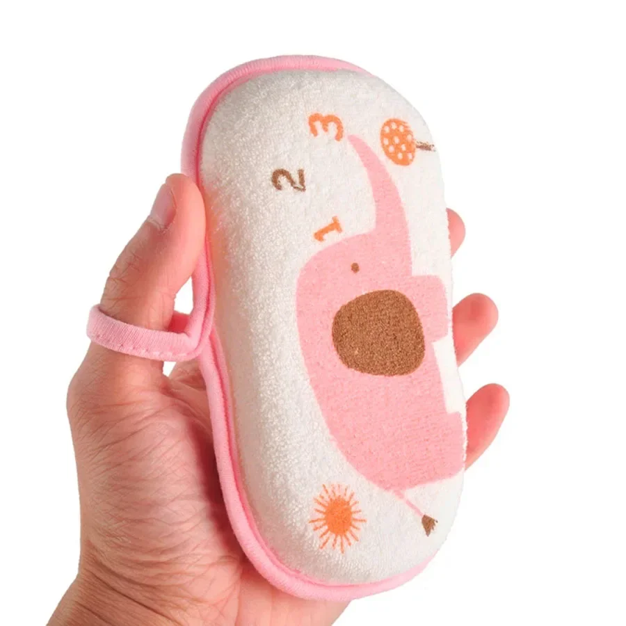 Baby Bath Sponge Kids Shower Rub Strong Water Absorption Soft Cleaning Brush Cute Cartoon Elephant Towel Material Cotton