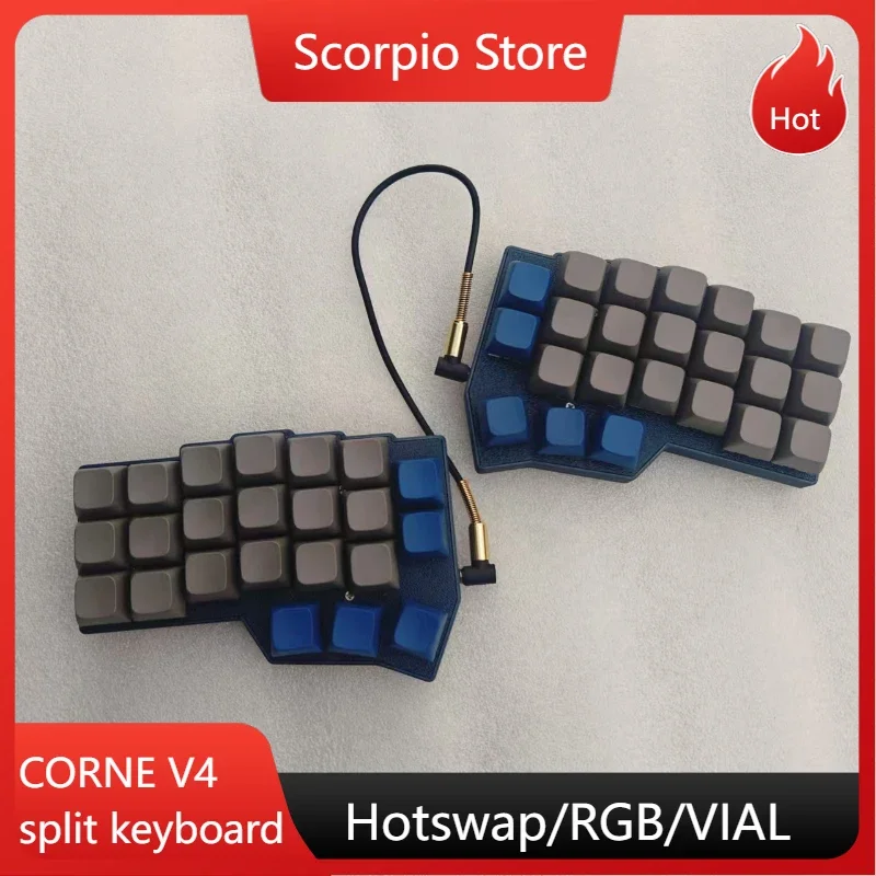 NEW Corne V4 Wired Split Keyboard Kit Ergonomics Hotswap MX Switch RGB Mechanical Keyboard Custom Layout Programmable QMK/VIAL