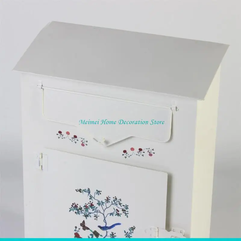 H7BF Gardening Artistic Bird Engraved Metal Mailbox Spacious Interior Corrosion Proof