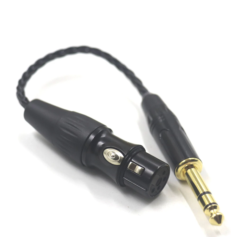 Haldane Bright-Black 8coers Silver Plated 1/4 6.35mm 6.5mm Male to 4pin XLR Female Audio Adapter Cable 6.5 to XLR Connector Cord