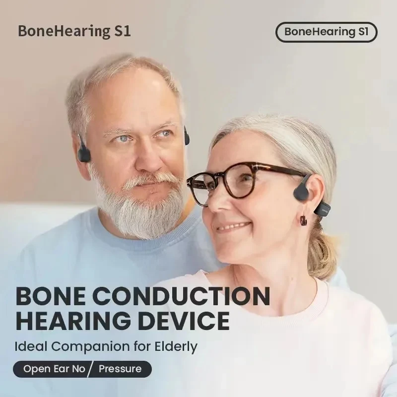 Bone Conduction Hearing Aids for Deafness Bluetooth Noise-cancelling Waterproof Hearing Amplifier Wireless Headset for Seniors