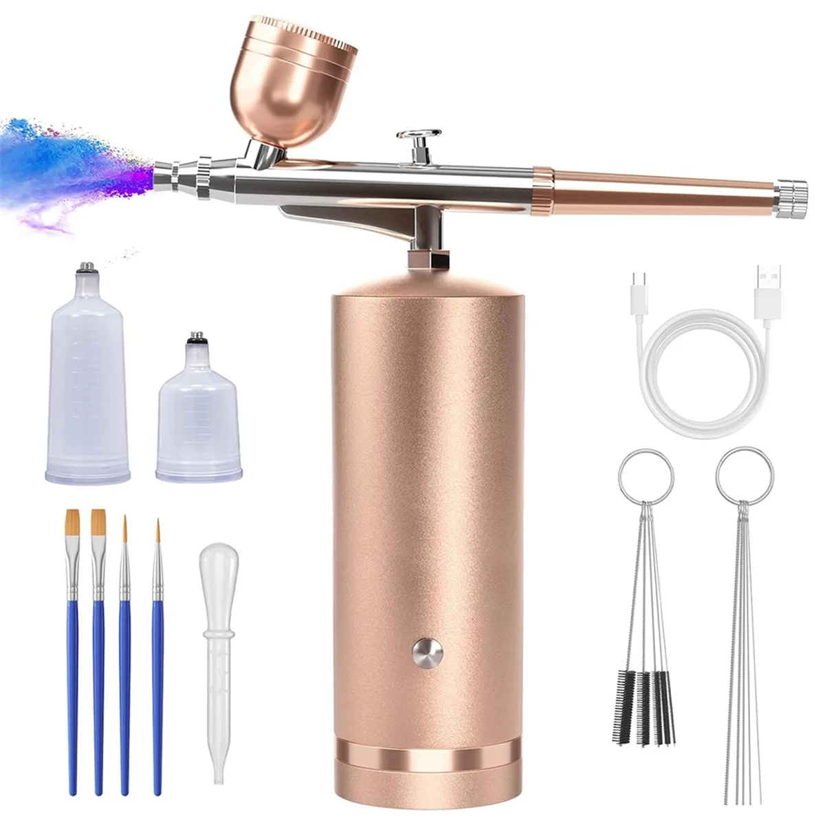 

Airbrush Kit with Compressor - 48PSI Rechargeable Cordless Non-Clogging High-Pressure Air Brush Set ,Champagne Gold