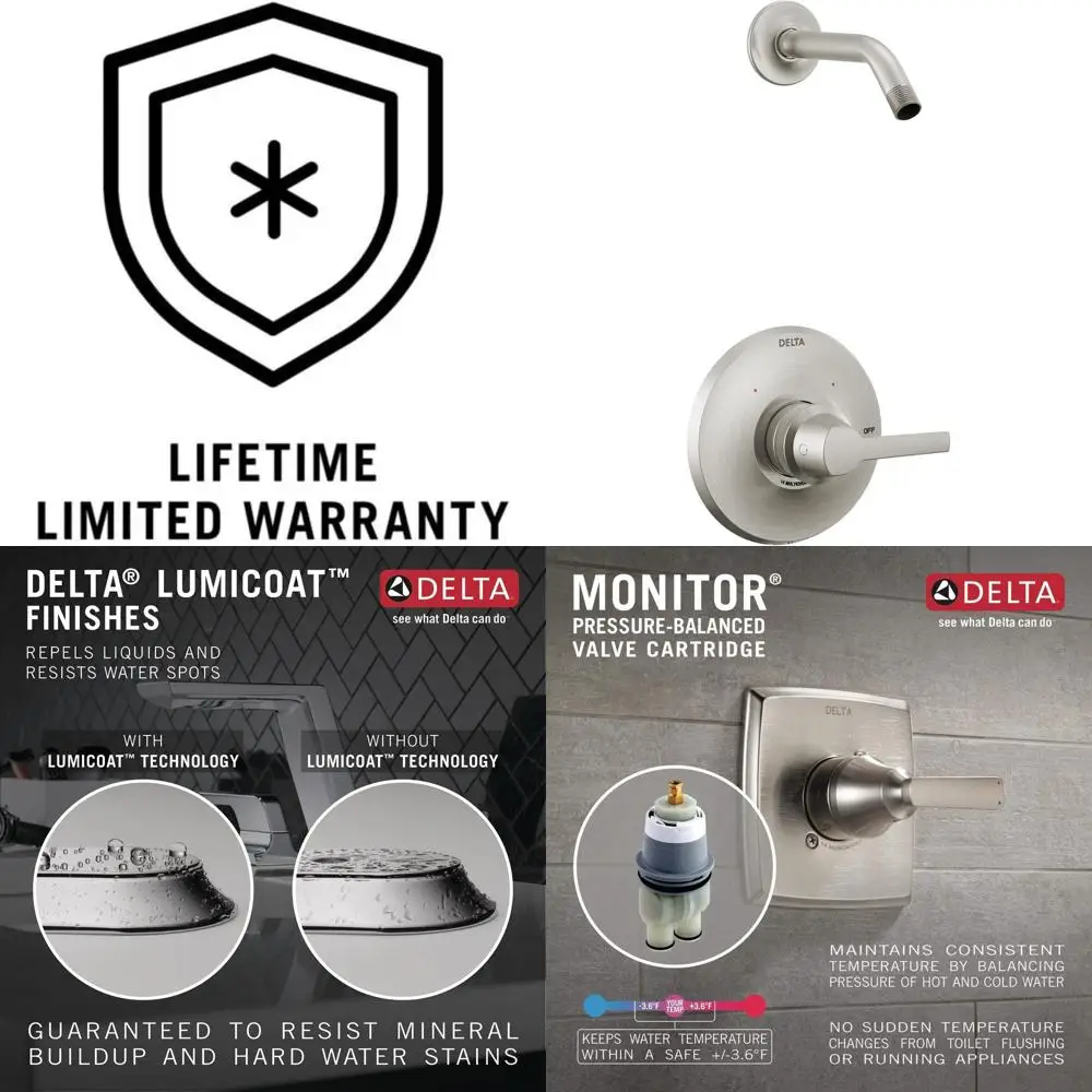 

Single Handle Brushed Nickel Shower Set with Trim Kit, Shower Fixtures, Handle, Lumicoat Stainless Steel Finish (Showerhead Not