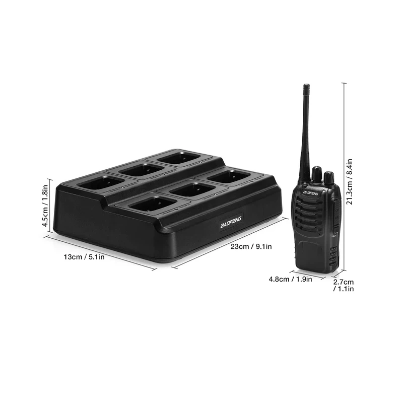 ขับรถด้วยตัวเองติดตั้งยาวระยะทางมือถือ Walkie Talkie 888 S วิทยุ BF-888S 6แพ็ค6-Way Charger