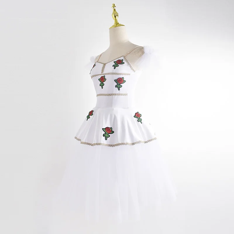 Novo profissional ballet tutu longo tule vestido meninas branco cisne ballet vestido desempenho dança bailarina traje crianças para meninas