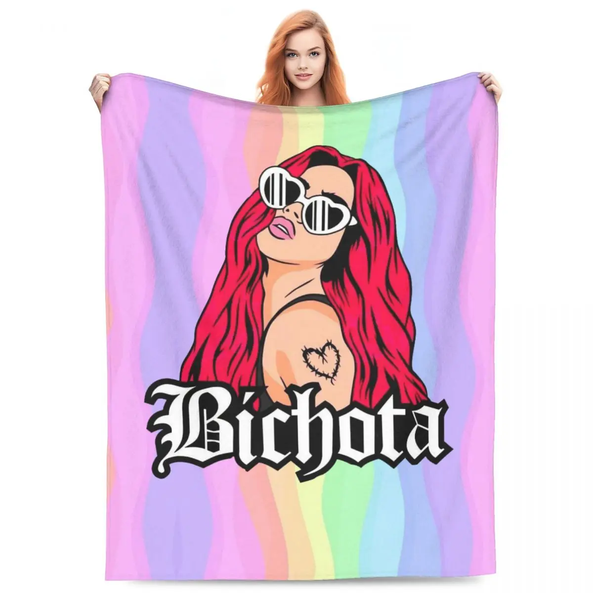 Custom 3D Print Singer Karol G Blankets Breathable Soft Flannel Sprint Throw Blanket for Couch Office Bedding