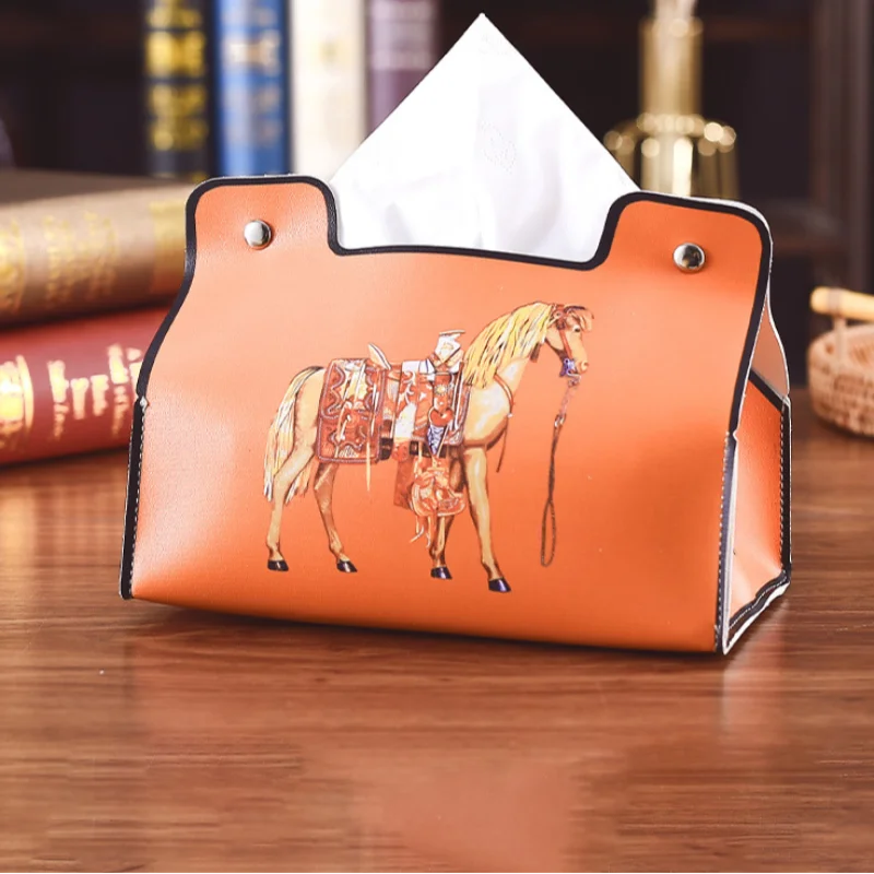 

PU Leather Tissue Box European Retro Style Waterproof Napkin Holder Bathroom Car Living Room Coffee Table Universal Storage Box