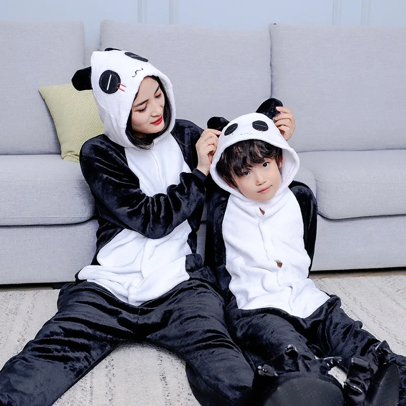 Panda Anime Cosplay Costumes Kids Animal Cartoon Jumpsuit for Adult Halloween Christmas Girls Boys Hooded Women Pajamas Onesies