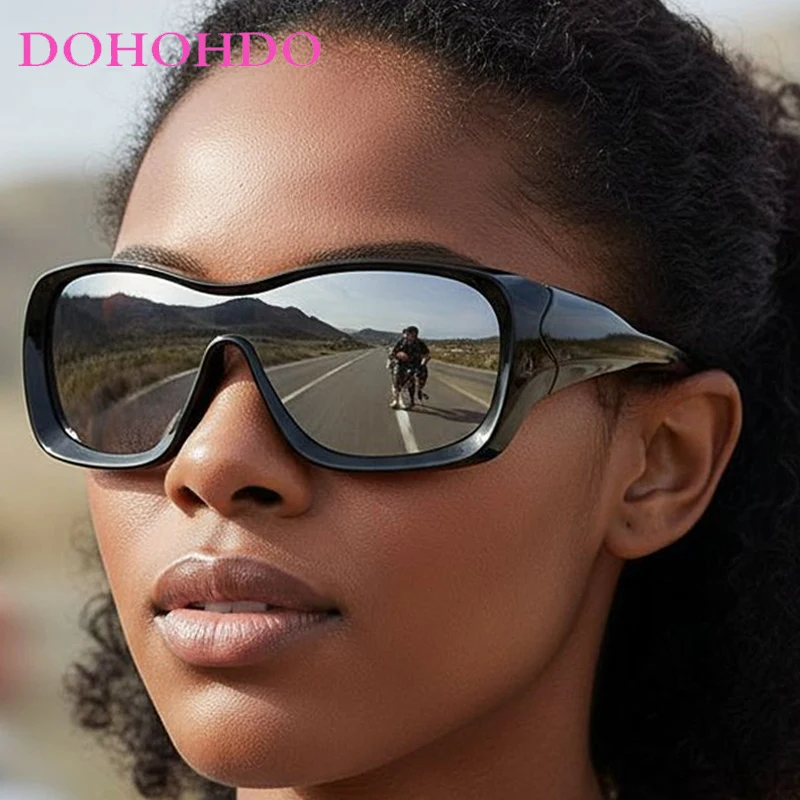 

Vintage Square One-Piece Women Sunglasses Trend Brand Designer Men Classic Shades Outdoor Sports Windproof Goggles Unisex UV400