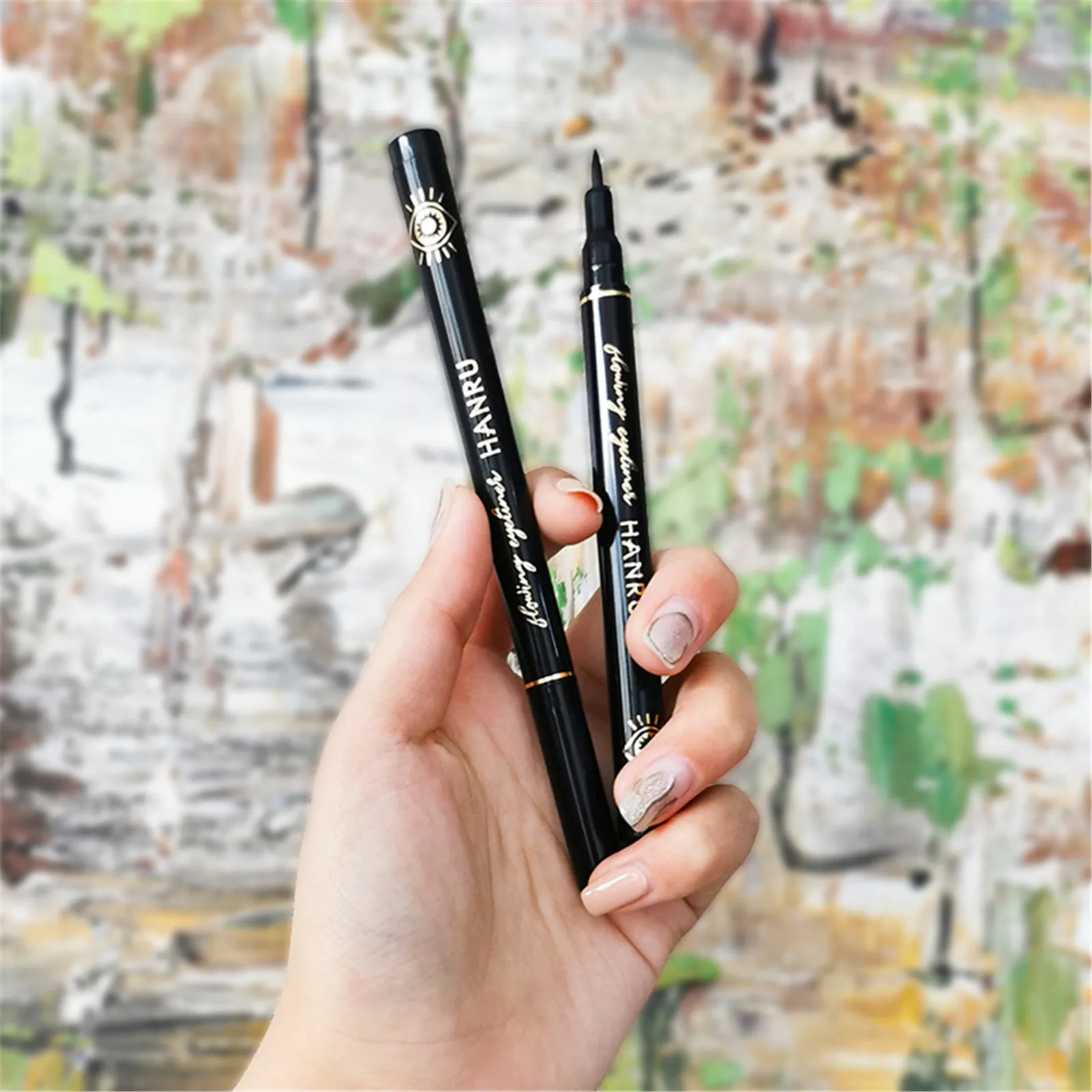 Lápiz Delineador de ojos líquido fácil, resistente al agua, secado rápido, sello negro, lápiz delineador de ojos, maquillaje para mujeres, cosméticos, potenciador de cejas de 1ml