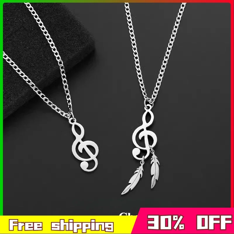 

6cm Note Necklace Niche Design Sense Classic Versatile Style Fashion A Sense of High-end Decorative Pendants Boys Birthday Gifts
