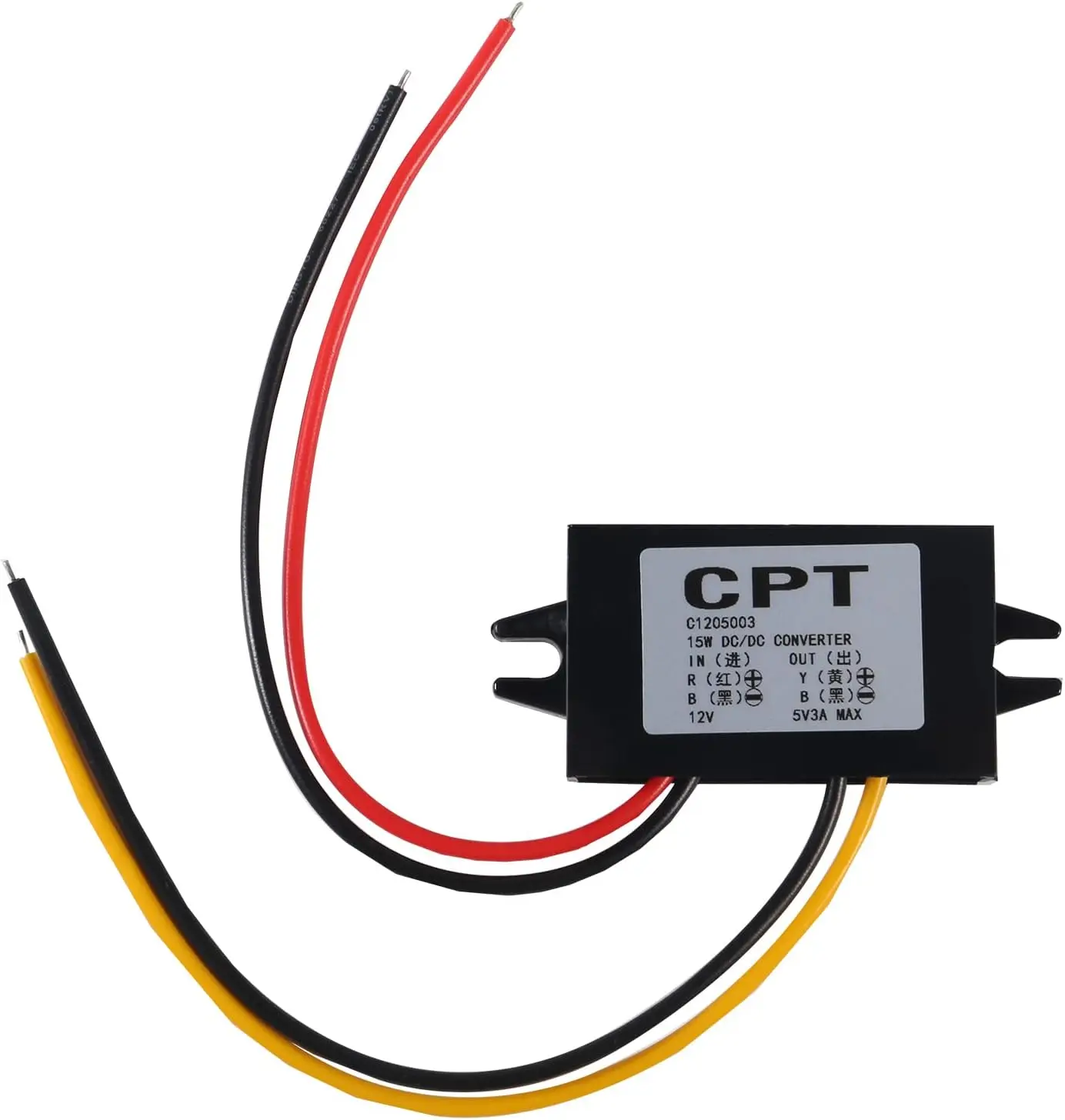 12V to 5V 3A 15W Buck Converter Module - DC to DC Regulator Car Power Converter with Wire Interface