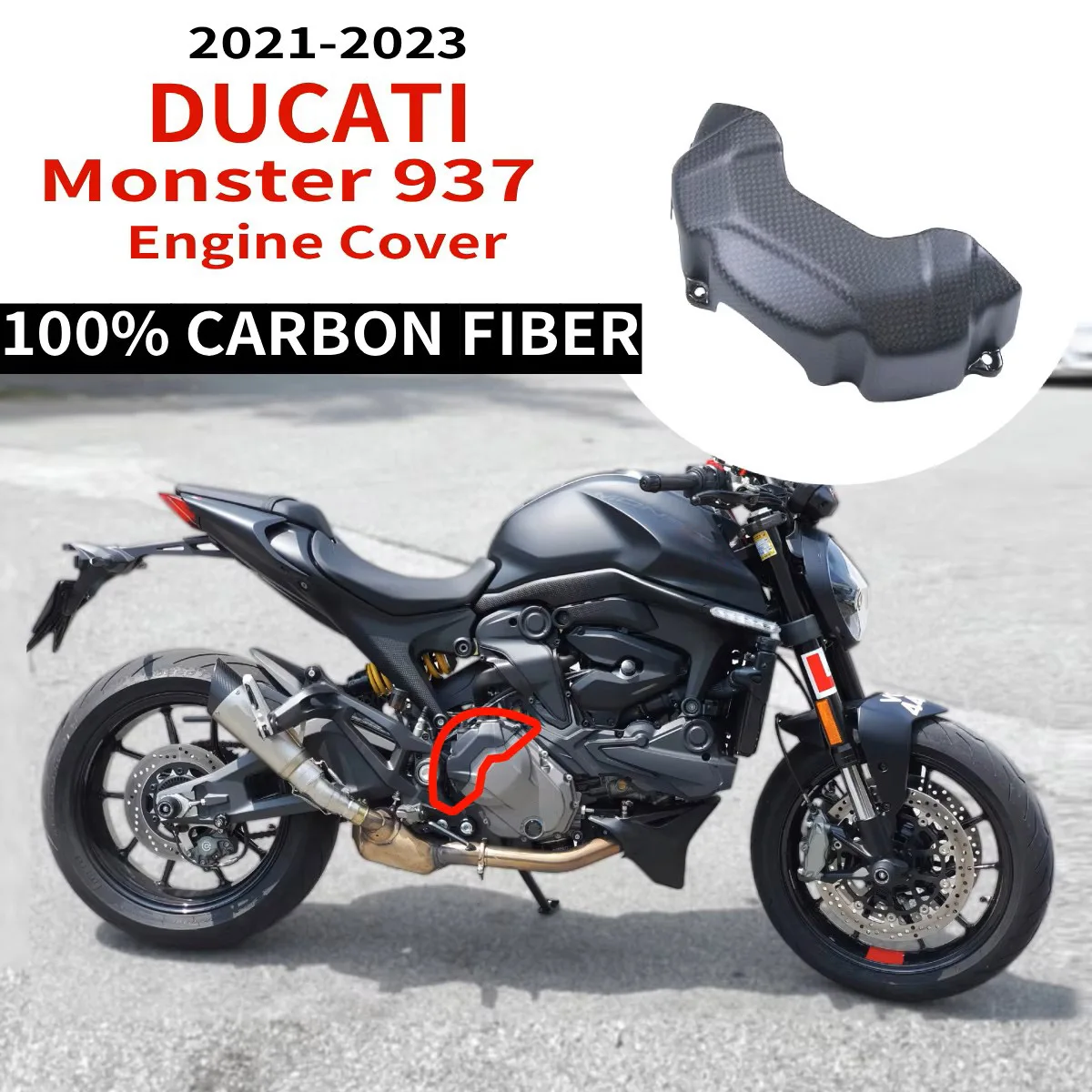 

For DUCATI Monster 937 2021-2023 Engine Cover Carbon Fiber Fairing Kit Modified Accessories Moto Real Dry Carbon