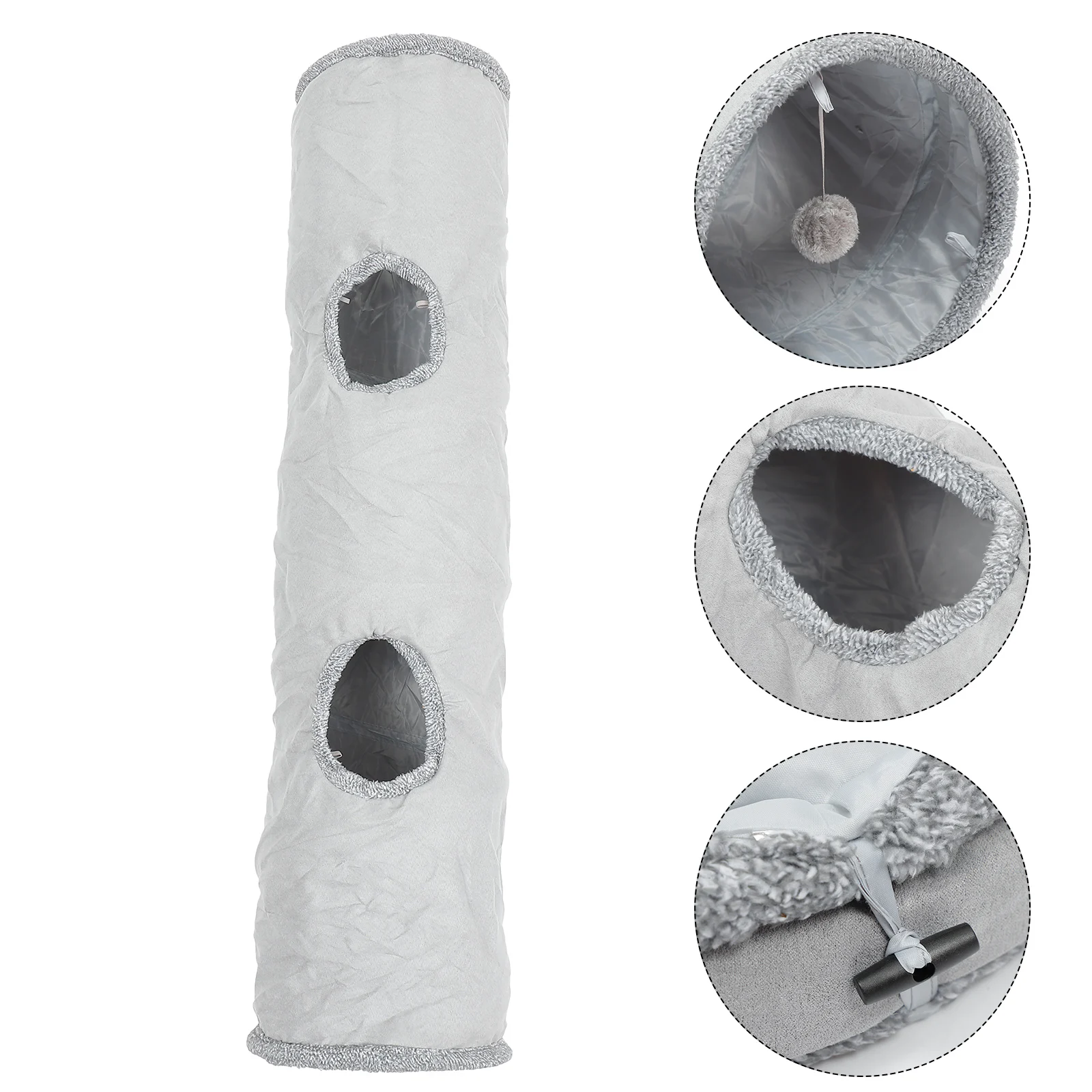 

Grey Foldable Cat Tunnel Nest Suede Fabric Spacious Scratch for Kittens Puppies Rabbits Indoor Outdoor Cat Tunnel Nest