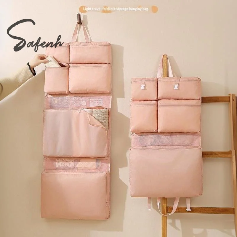 Portable Foldable Travel Hanging Storage Bag Multi Pocket Organizer For Clothes Accessories Space Saving Luggage
