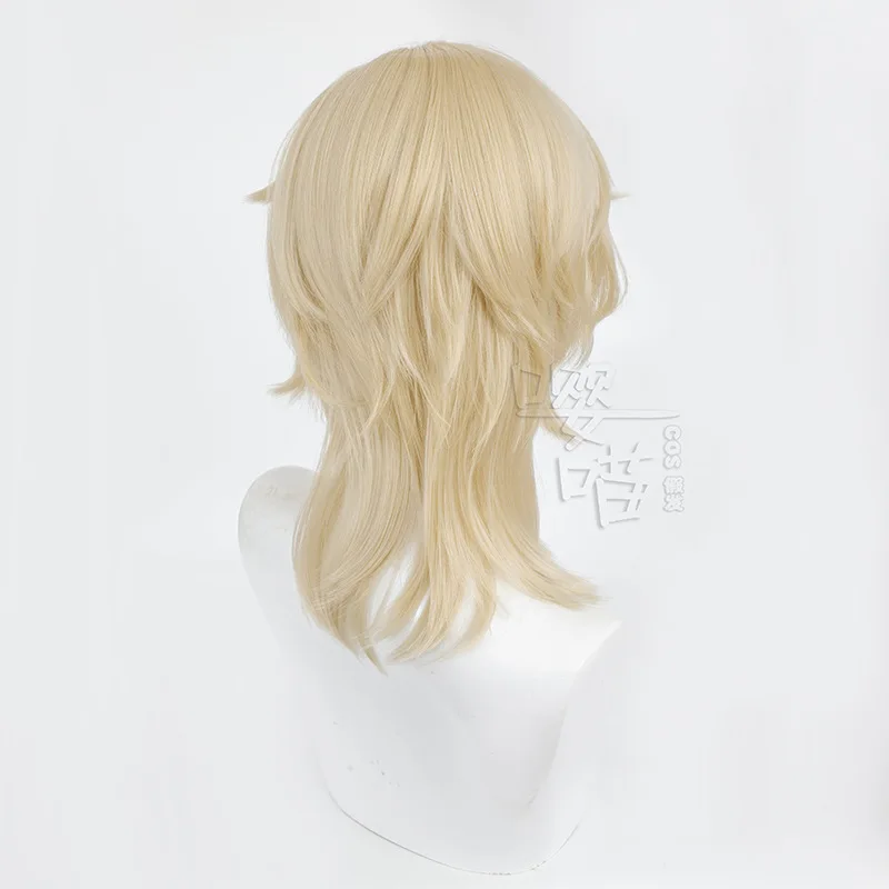 Aventurina cosplay peruca jogo honkai: star rail 35cm ouro resistente ao calor cabelo sintético anime cosplay perucas halloween masculino feminino peruca