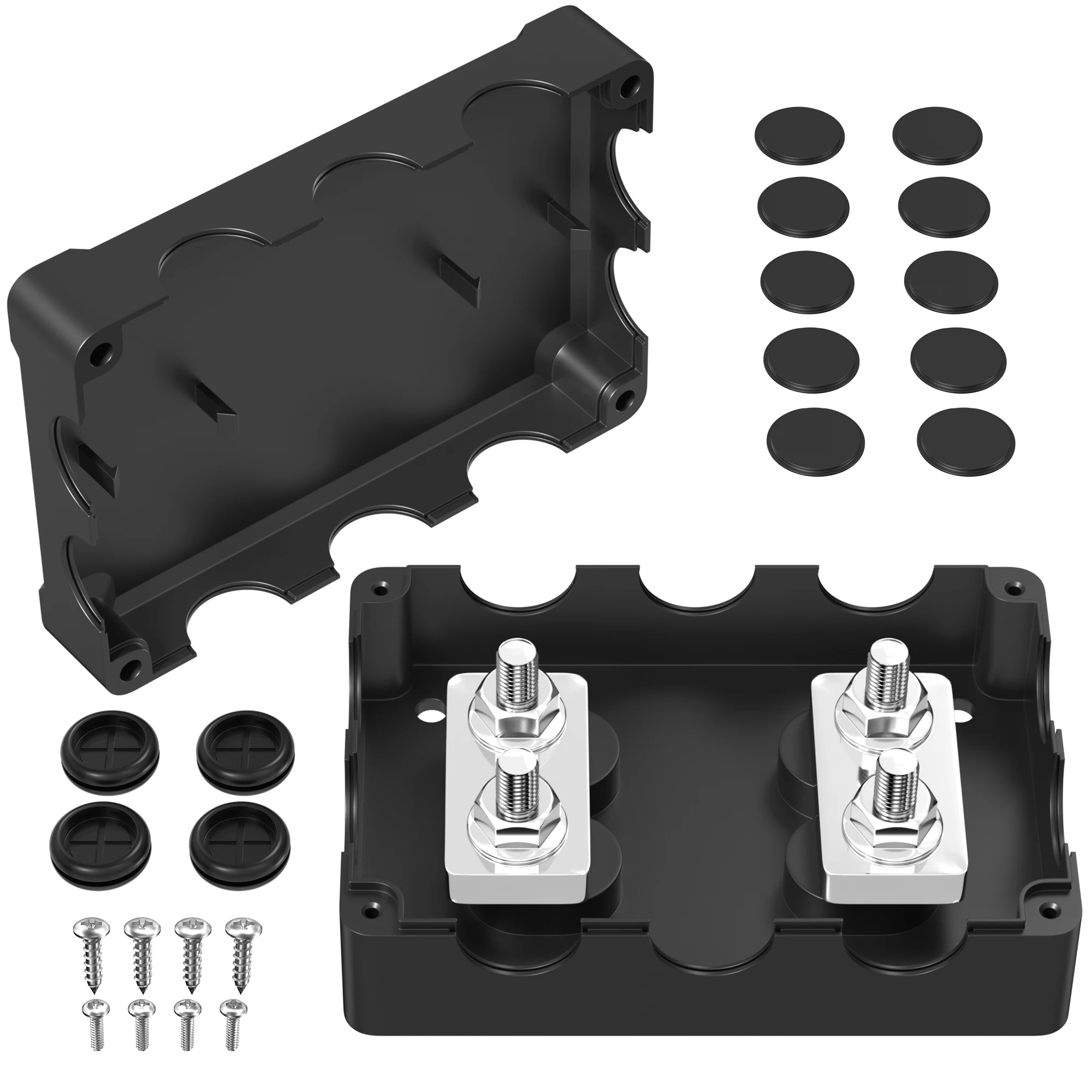 

Heavy Duty 400A Bus Bar Power Distribution Block with 5/16" Stud Battery Copper Dual Bus Bar 48V DC Marine Terminal Distribution