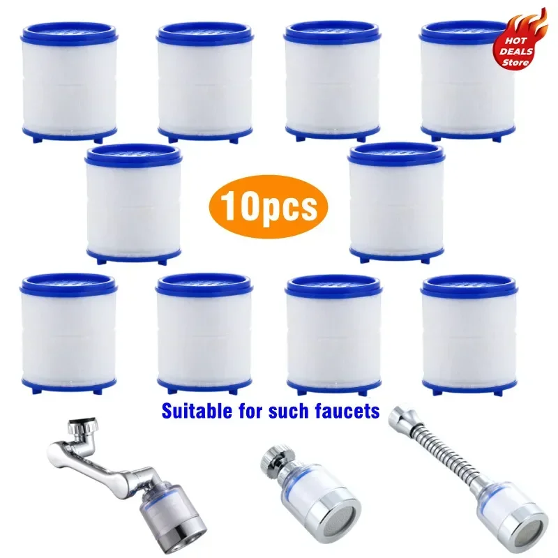 Universal Pp Filter Cotton Pressurized Faucet Filter Element Filter Spillproof Shower Joint Kitchen Double Filter Cotton 10pcs