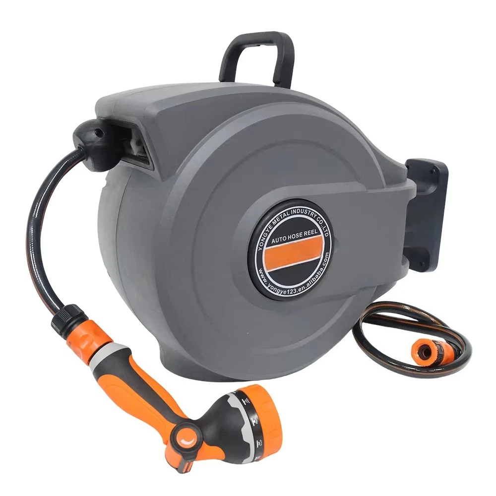 

Автоматическая выдвижная катушка для садового шланга с фиксацией и свободным вращением, настенная, для шлангов из мягкого ПВХ