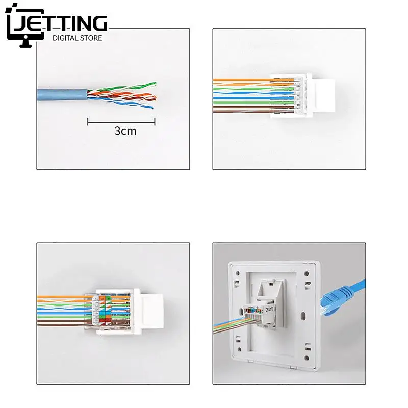 5pcs RJ45 Connector Information Socket Computer Outlet Cable Adapter Jack Tool-free CAT5E UTP Network Cable Adapter Replacement