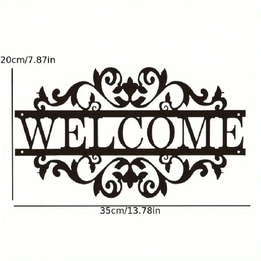 Rustic Vintage Metal Welcome Sign, Farmhouse Front Door Wall Art & Home Decor Ornament