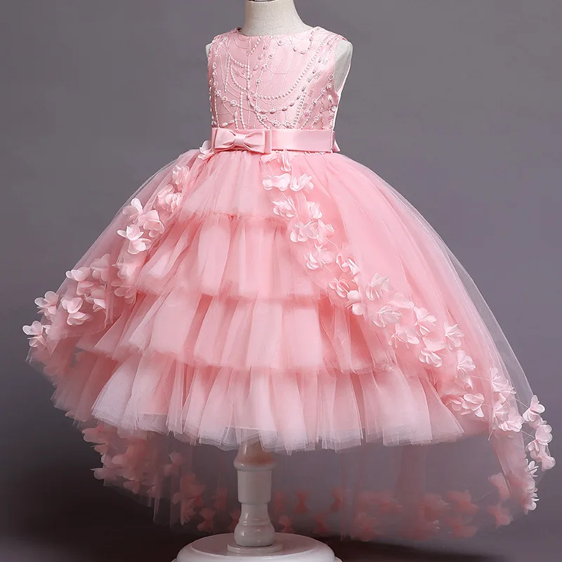 Girl Luxury Party Christmas Gala Evening Wedding Kids Ceremony Elegant Princess Dress Children's 3 To 12 Years Pink Long Costume