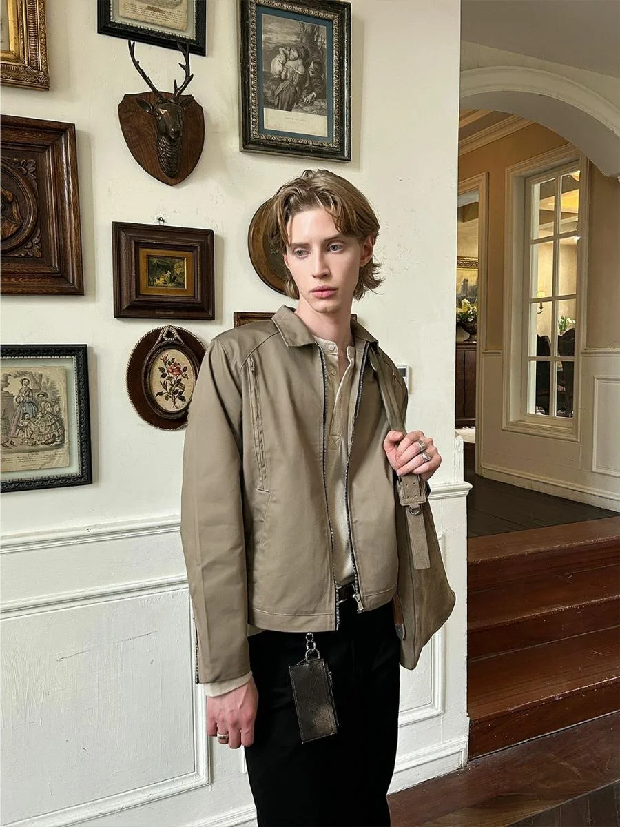 

Новая осенне-зимняя коллекция: мужская повседневная куртка на молнии с воротником, свободного кроя, удобная для повседневной носки, для подростков, смесь волокон