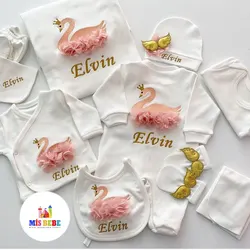 Personalized Baby Girl Babies Newborn Clothing 10-pcs Hospital Outlet Custom Fabric Babies Healthy Safe Outfit Sets Dresses