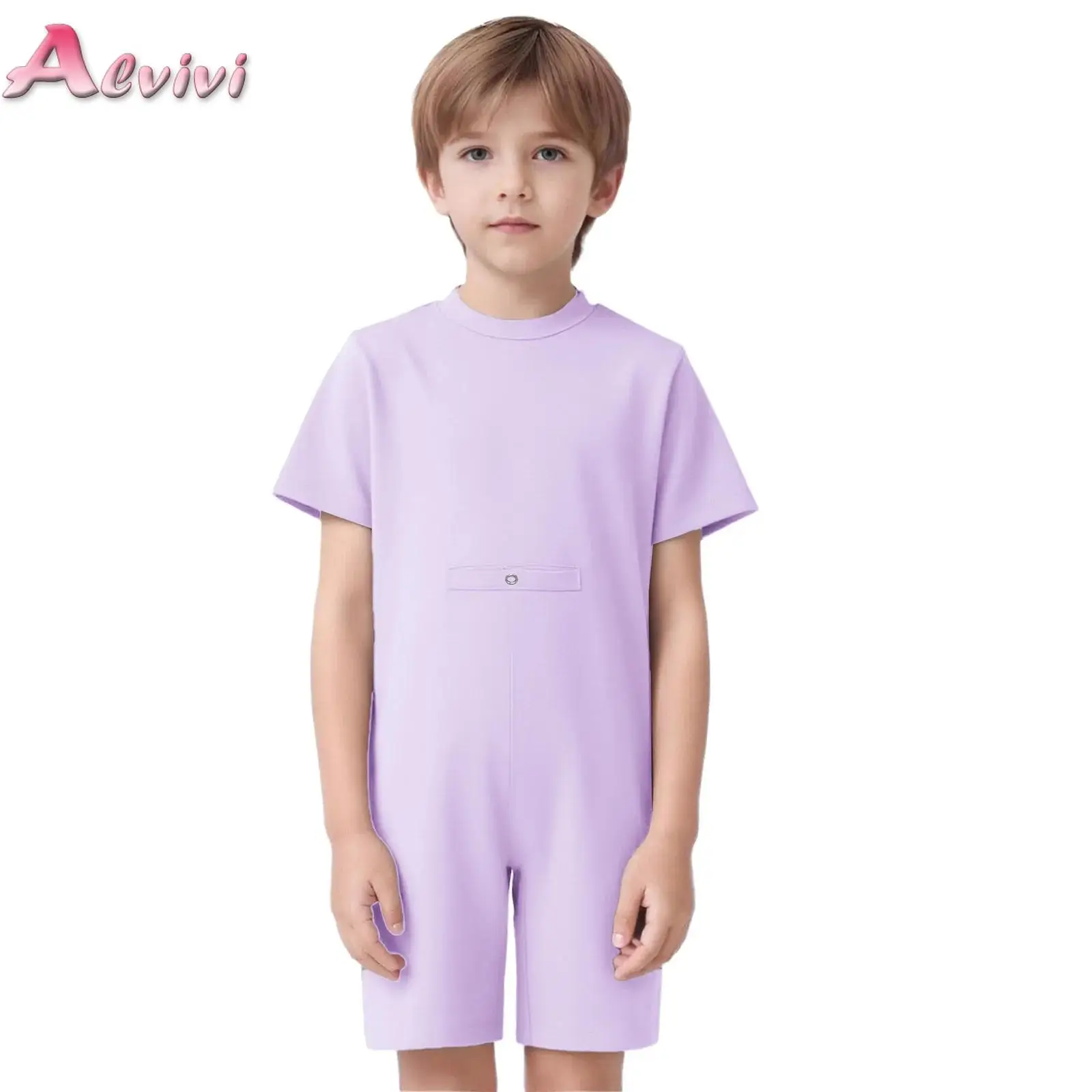 Bambini Ragazze Ragazzi Esigenze speciali Abbigliamento adattivo per bambini Tuta a maniche corte Tutina anti-striscia con accesso al tubo