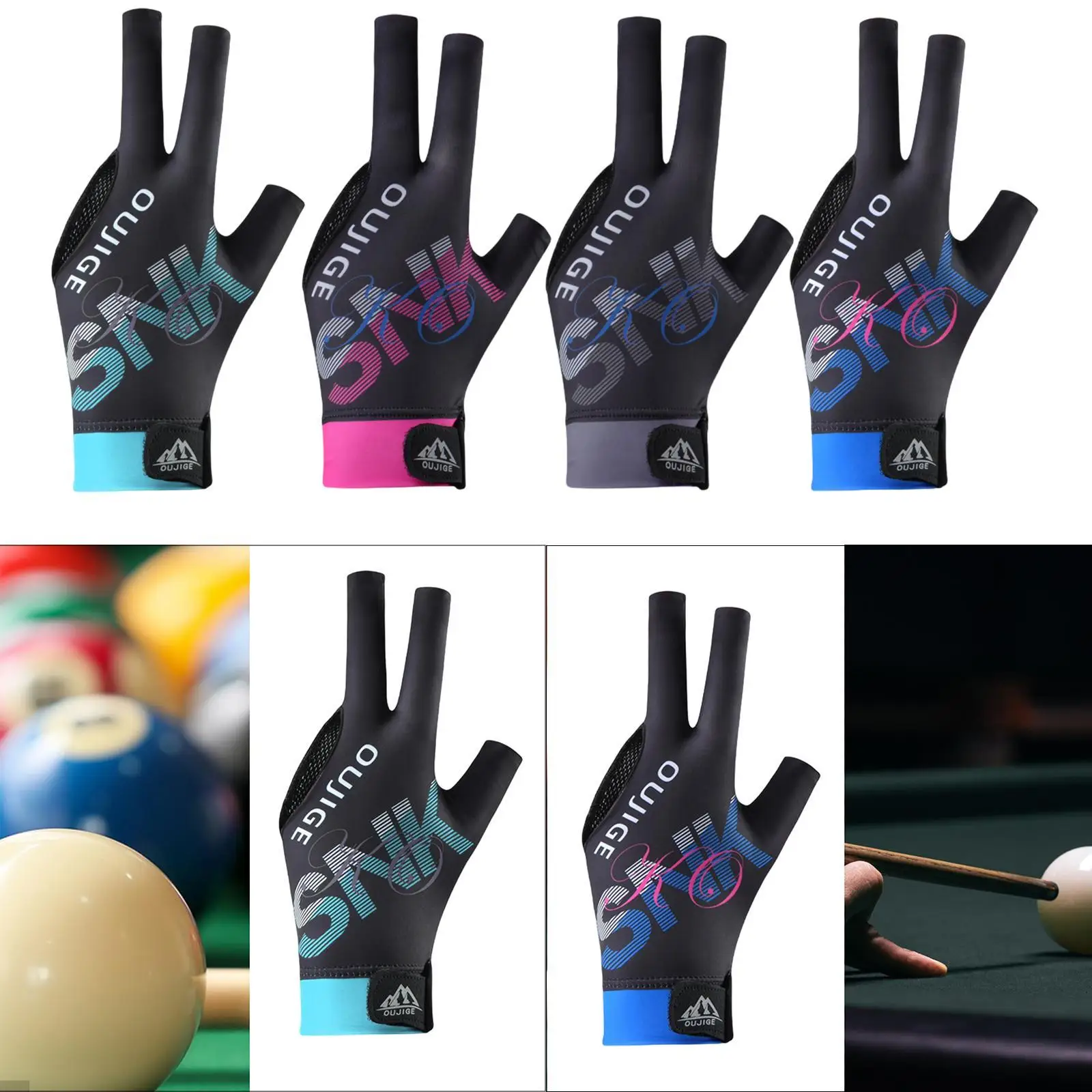 3 Finger Billiard Glove Anti Slip Breathable Professional Mitt Wear Resistant