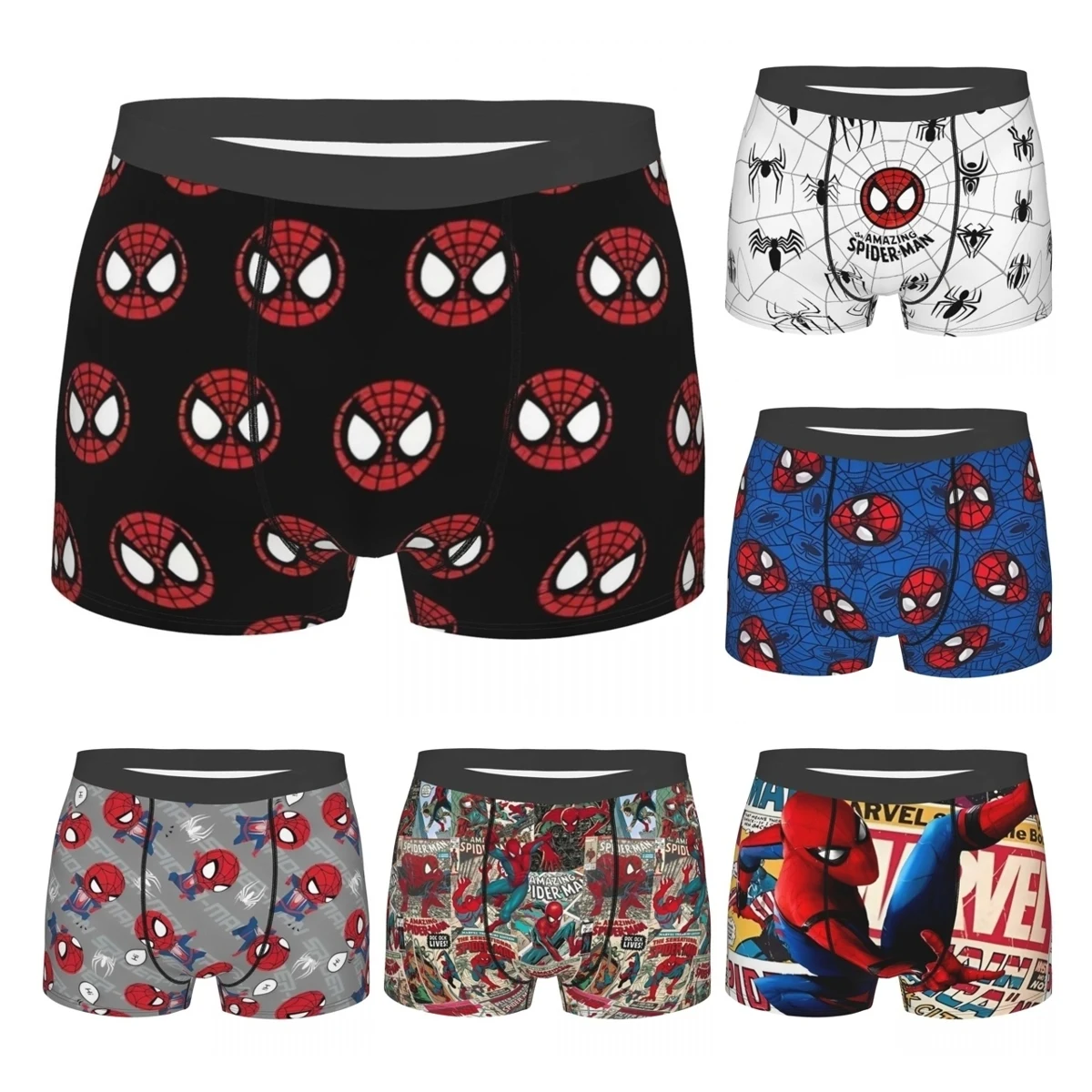 Spider-Man Comic Handsome Cool Boxers Novelty Gift Men Humor Underwear Cartoon Anime Quilt Underpants Comfortable Boxer Briefs