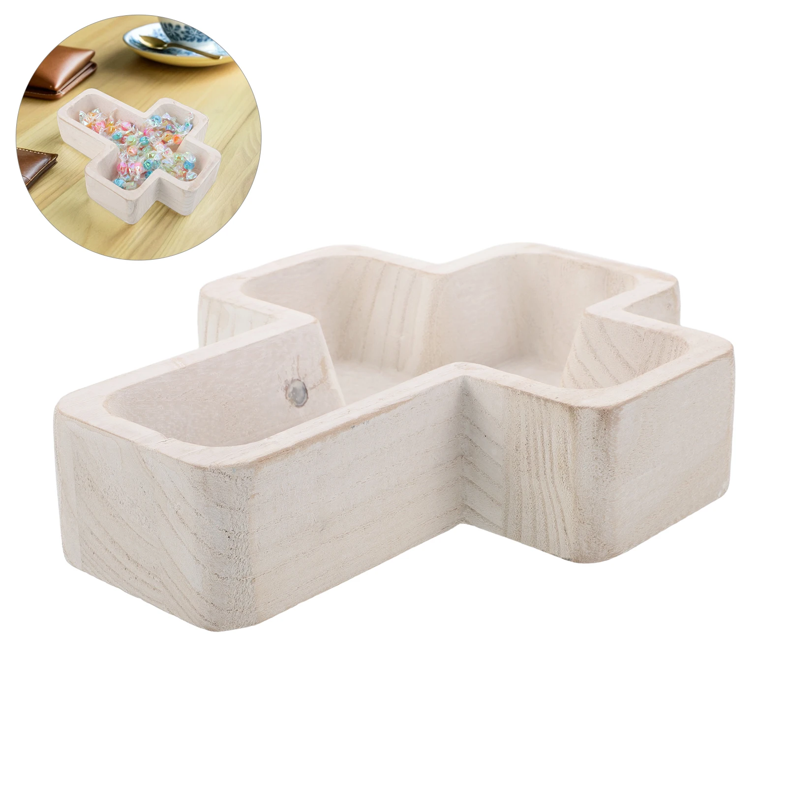 

Beige Wooden Cross Shaped Serving Platter Natural Wood Appetizer Cheese Board Charcuterie Dish Fruit Dessert Tray Home Kitchen