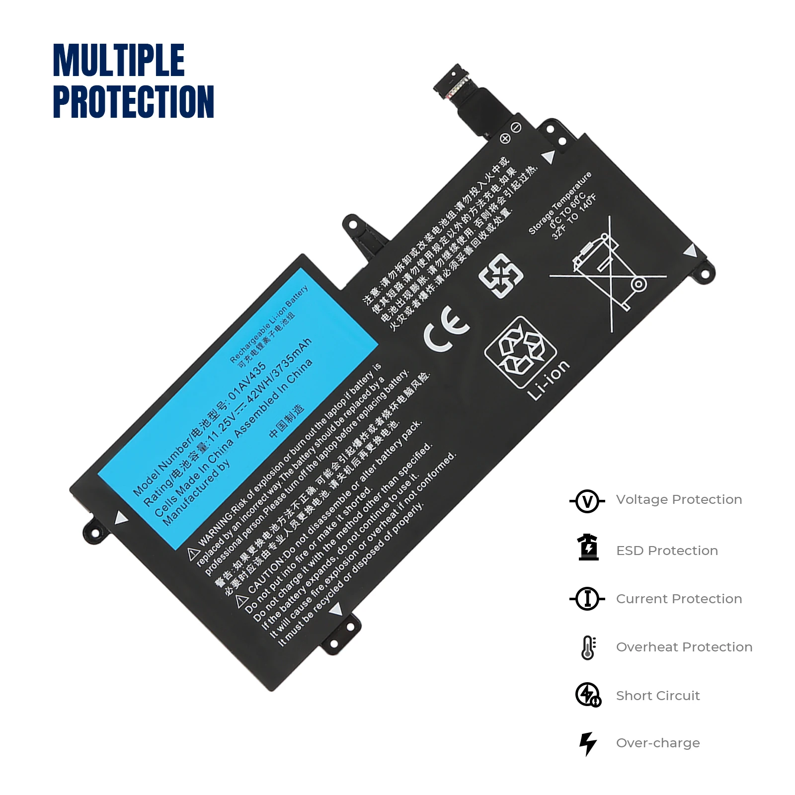 YOOFAN 01AV435 batería para ordenador portátil, pila para Lenovo ThinkPad S2 13 Chromebook Series 01AV437 11,4 V 42WH, 01AV436