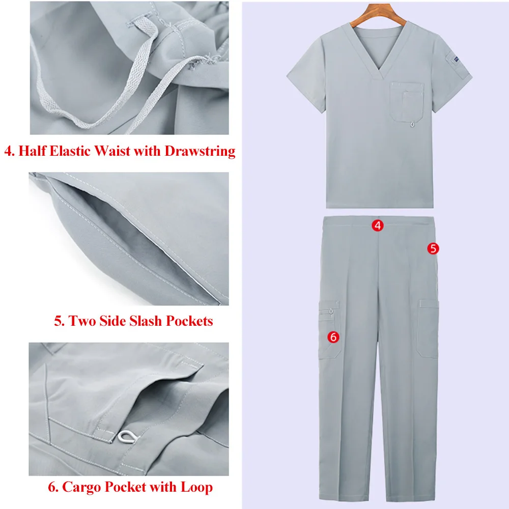 Anti-Static Medical Scrubs Nursing Uniform for Women and Men Breathable Sanitary Clinical Aesthetic Nurse Suit Doctor Workwear