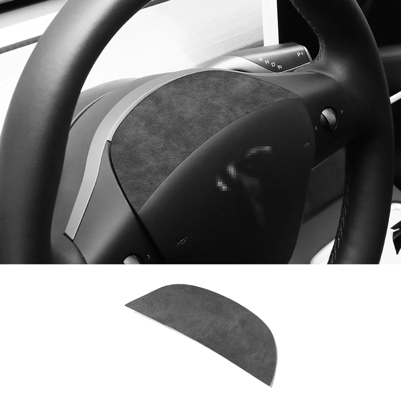 

For Tesla Model 3 (19-23) Model Y (19-24) Rear Steering Wheel Trim Stickers Made of Alcantara Interior Decor Tuning Accessories