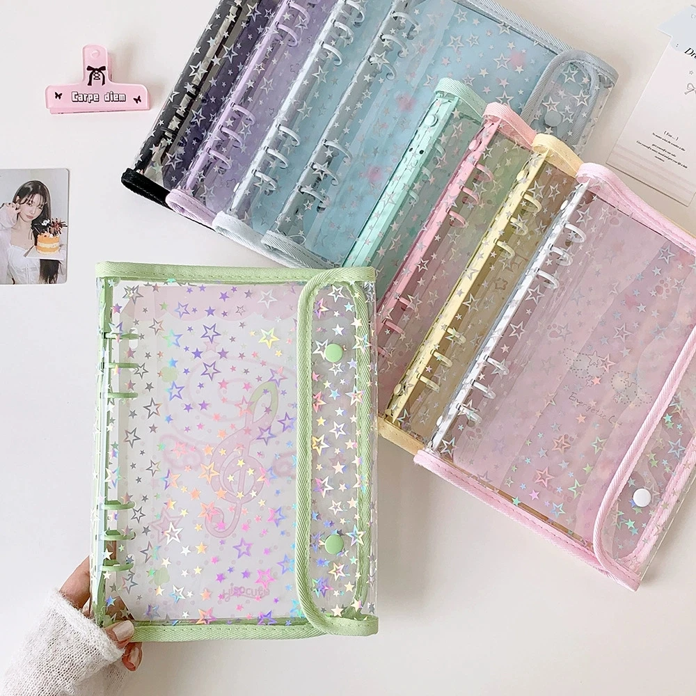 A5 Laser Star Photocard Binder Album Photos Cards Book Colorful Cloth Decor Instax Mini Collect Scrapbooking Scrap Album