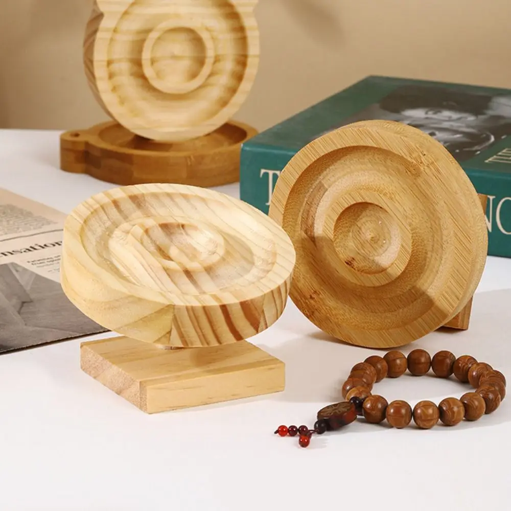 Bamboo Wooden Jewelry Tray Built-in Groove Round Bracelets Holder Practical Organizer Jewelry Display Plate Jewelry Organizer