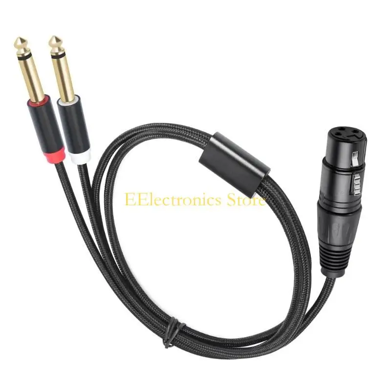 B03C 2x6.35mm 1/4inch to 3Pin Microphones Cable, 2x Mono 6.35mm Male to 3Pin Female Music Y Splitters Cord