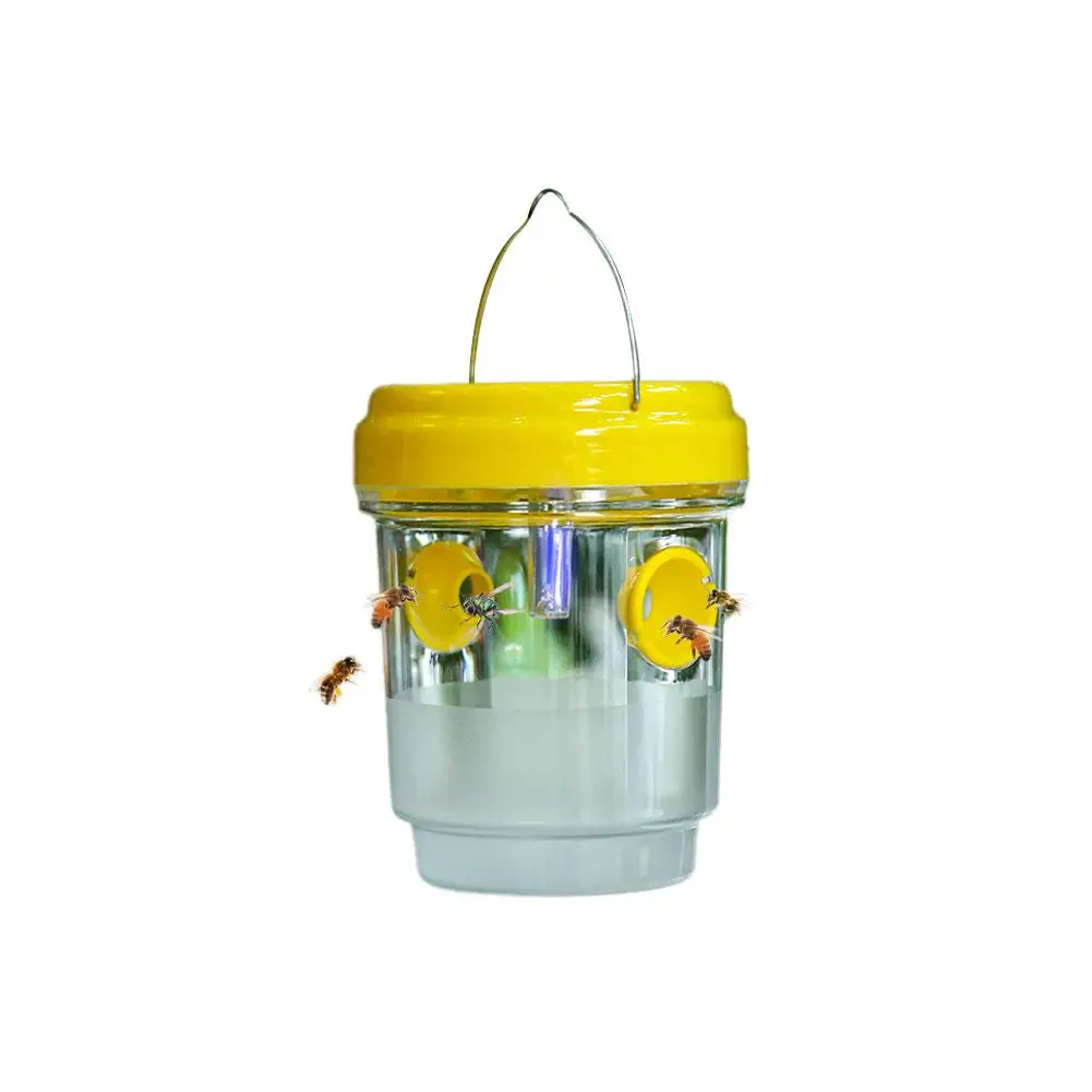 1pc Solar Wasp Trap Waterproof Outdoor Hanging Yellow Bee Bee Non-Toxic Catcher Hornet Trap Traps Jacket Trap Safe Reusable X3L3