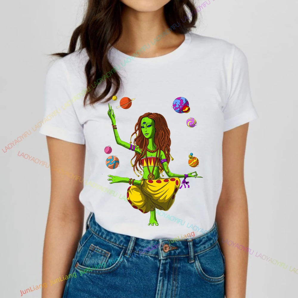 Aliens Cartoon Short Sleeve Women's T-shirts Loose Casual Streetwear Summer Y2k New in Tops & Tees 100% Cotton Men T-shirt Tee