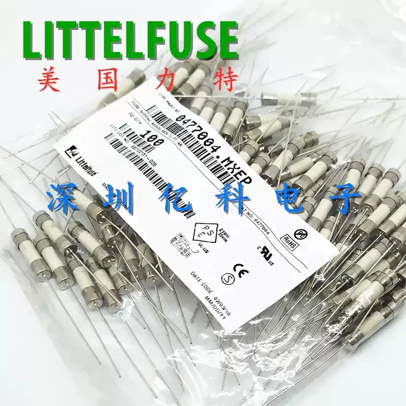 2pcs 0477004. MXEP American Lite 5 * 20 ceramic fuse tube LF.T4A/500VP slow melting tape pin